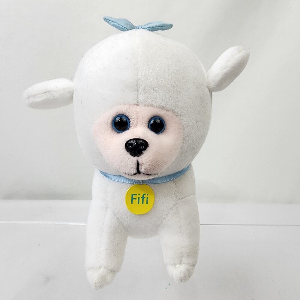 Rare Open Season 2 Fifi White Poodle Blue Bow Collar Puppy Dog 6" Plush 2008